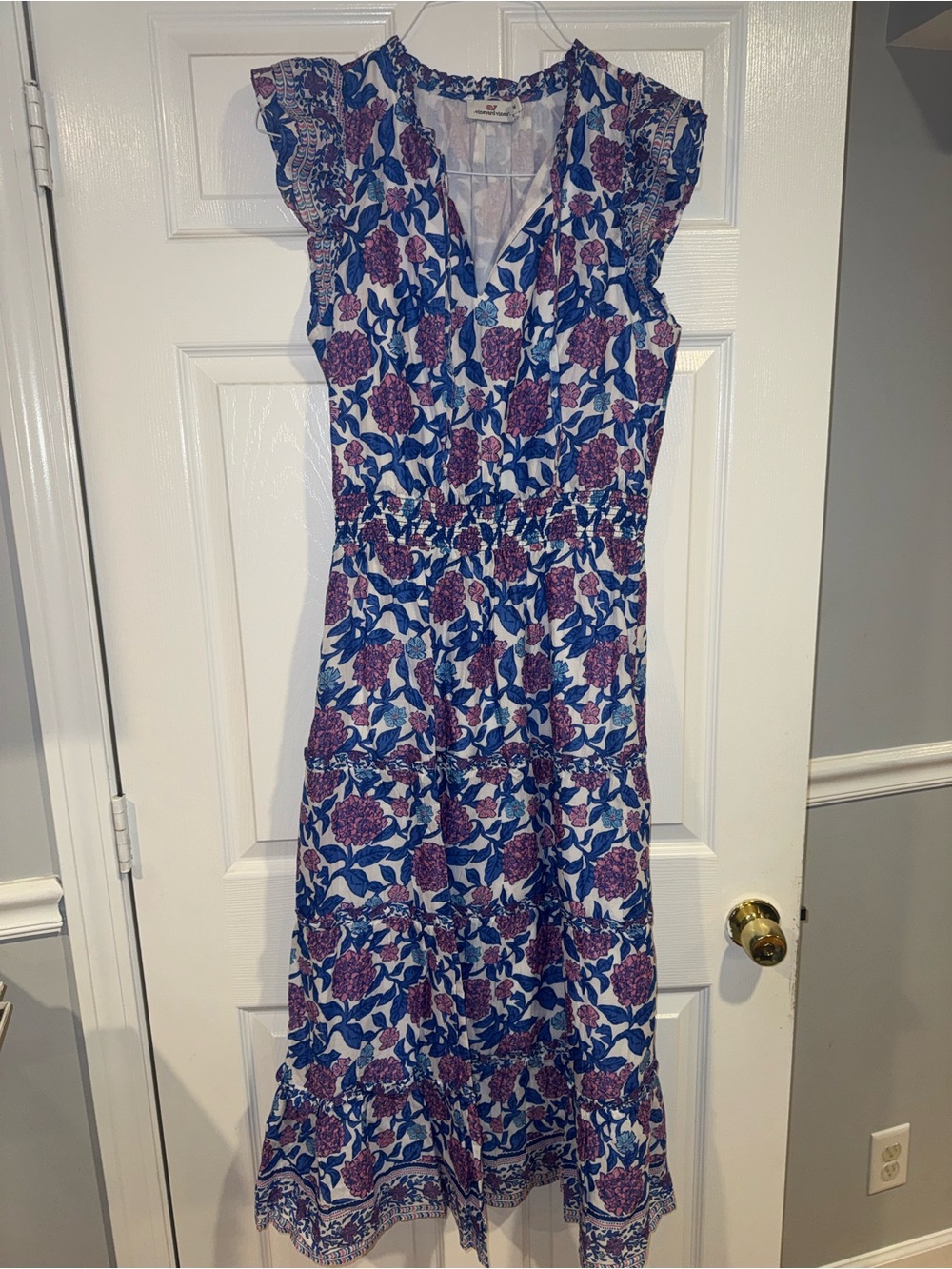 Vineyard Vines Blue and Purple Floral Midi Dress
